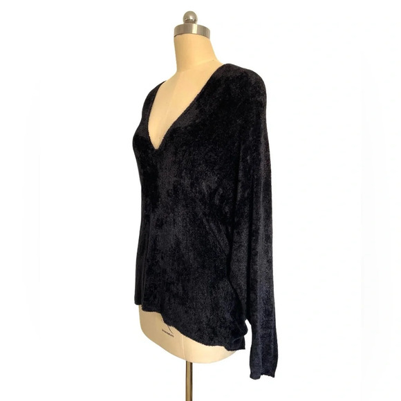 Cop Copine Paris Senegal Black Batwing sweater chenille fuzzy soft L - Picture 6 of 13